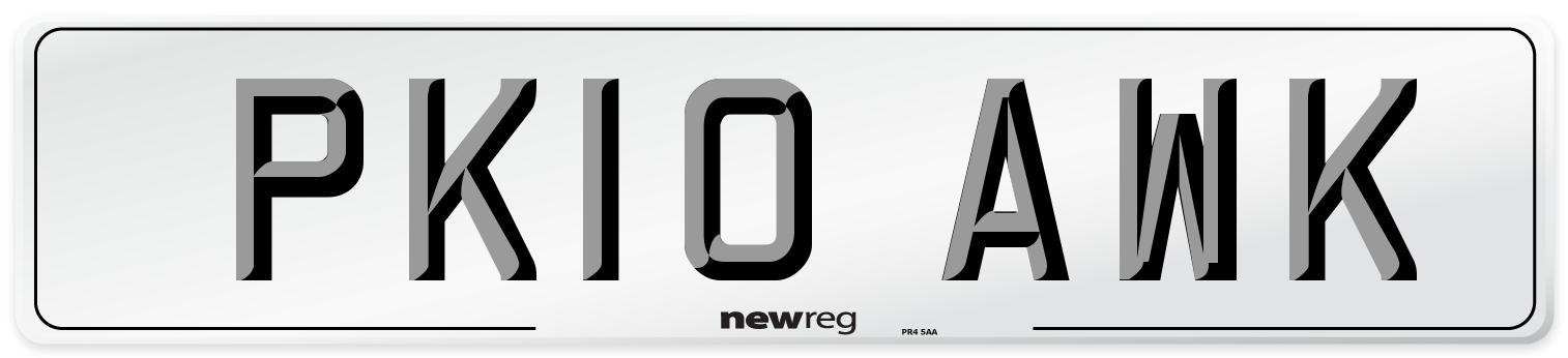 PK10 AWK Number Plate from New Reg
